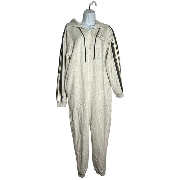 Fabletics Pants - Fabletics Fleece Hooded One Piece Womens MED Gray‎ Pockets Zipper Cozy